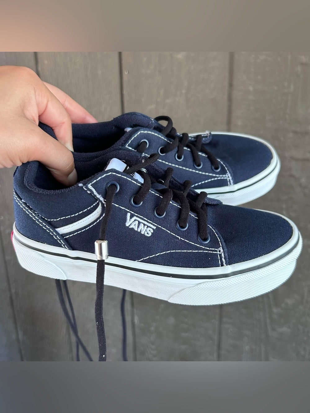 Vans Kids Navy Canvas Low-Top Lace-Up Sneakers with White Sole
